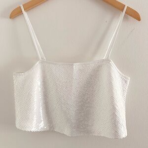 Abercrombie & Fitch Cream Sequin Crop Camisole